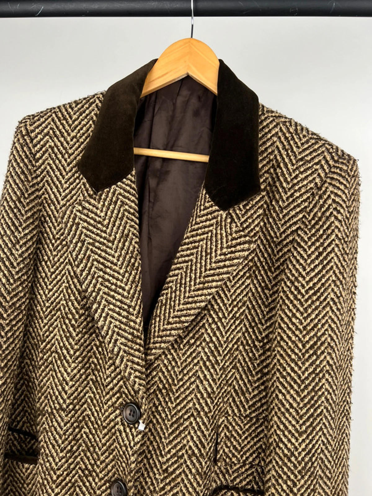 Vintage 70s Long Herringbone Coat