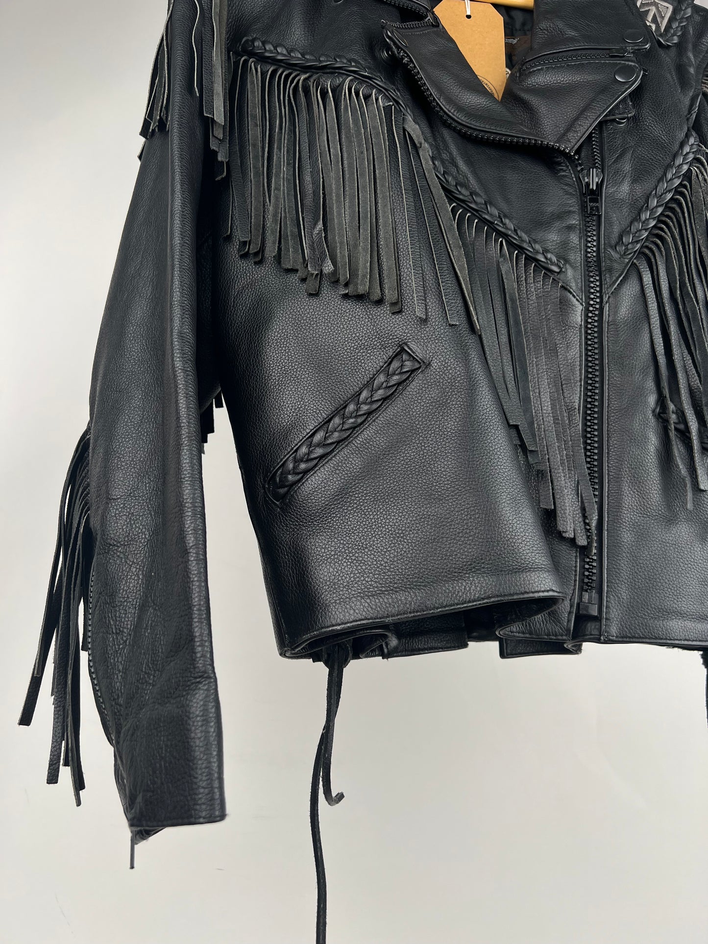 Vintage 90s Leather Tassel Jacket