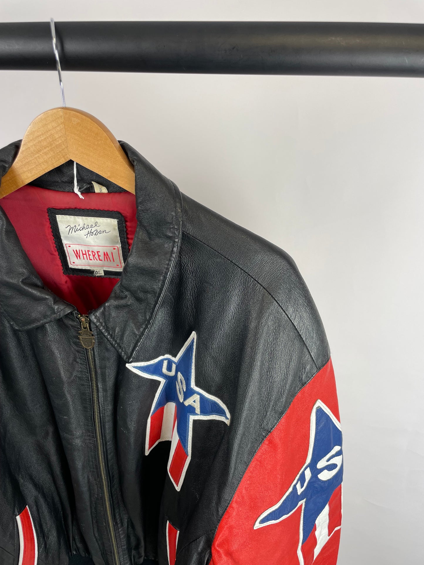 Vintage 90s USA Michael Hoban Where M I Leather Jacket