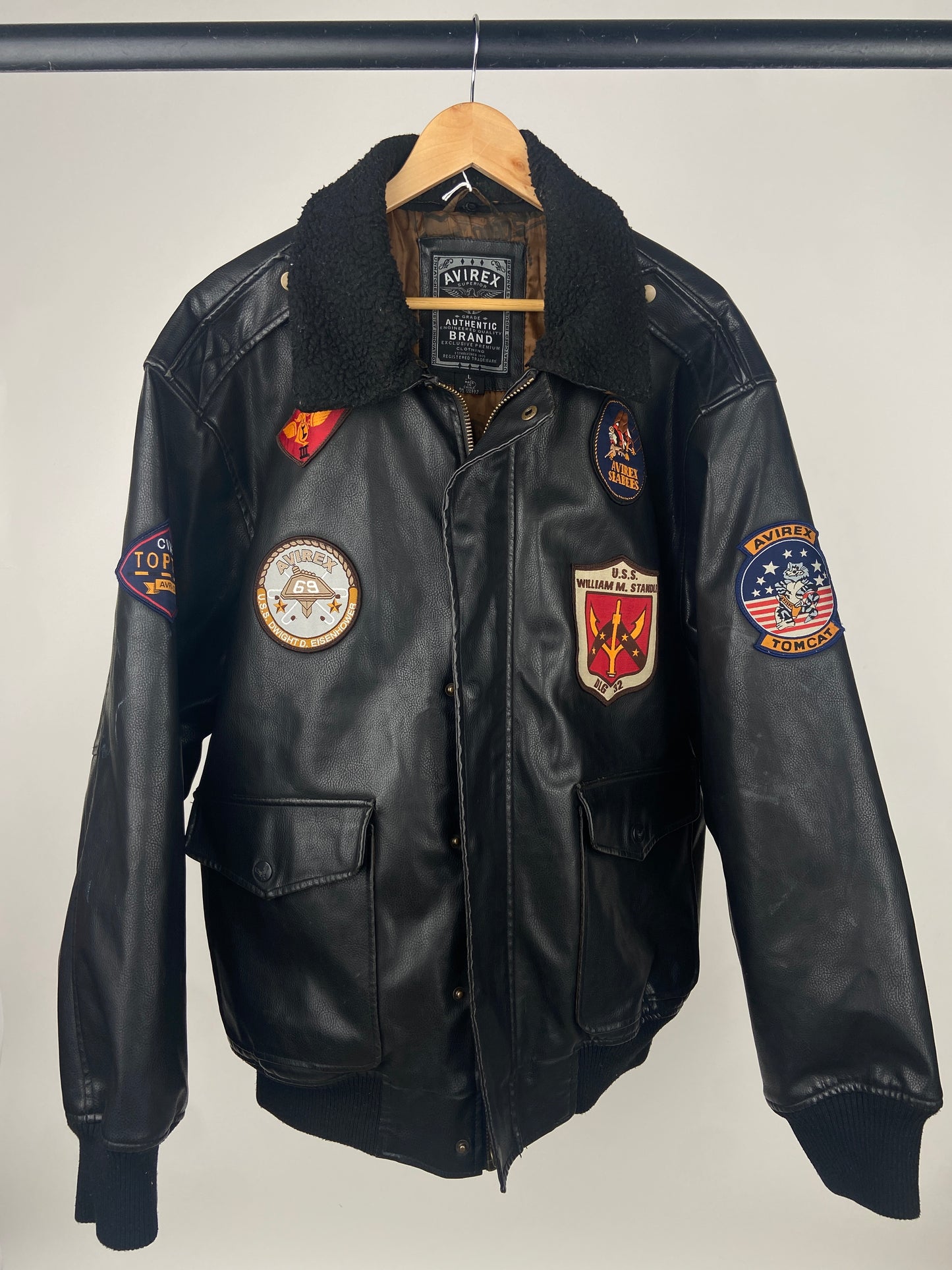 Vintage Avirex 90s Leather Aviator Jacket