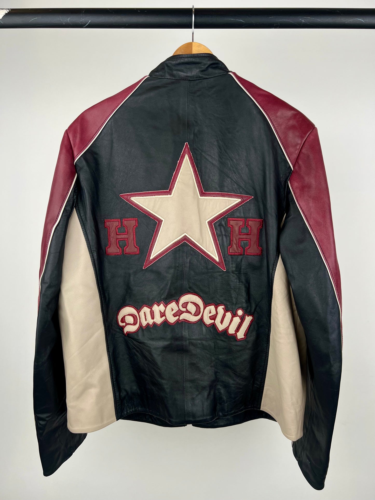 Vintage Dare Devil 90s Leather Biker Jacket