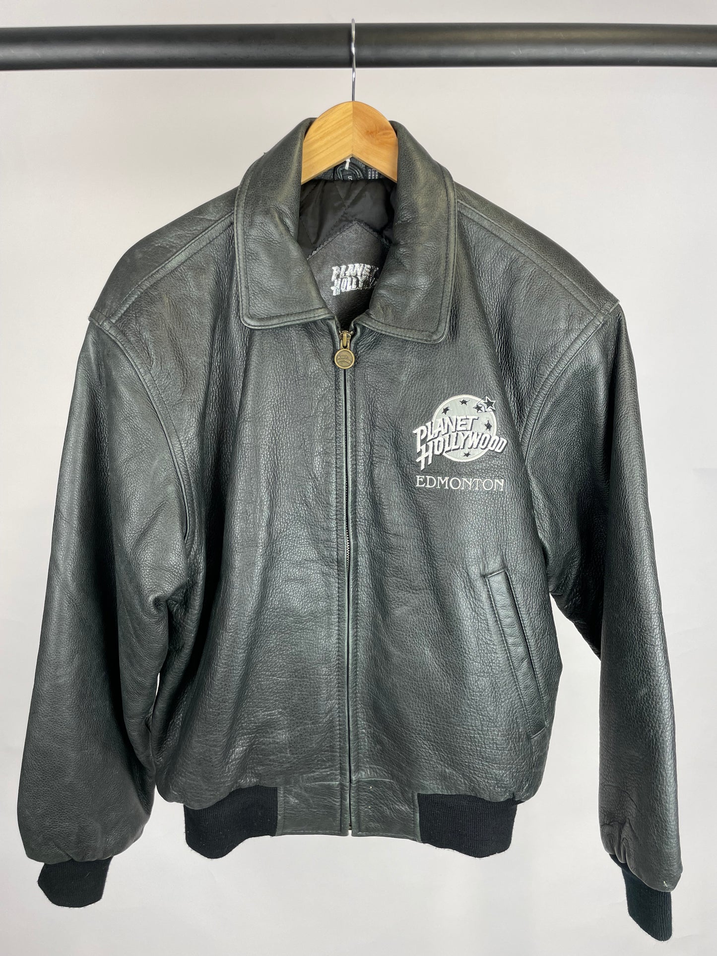 Planet Hollywood Edmonton 90s Bomber Leather Jacket