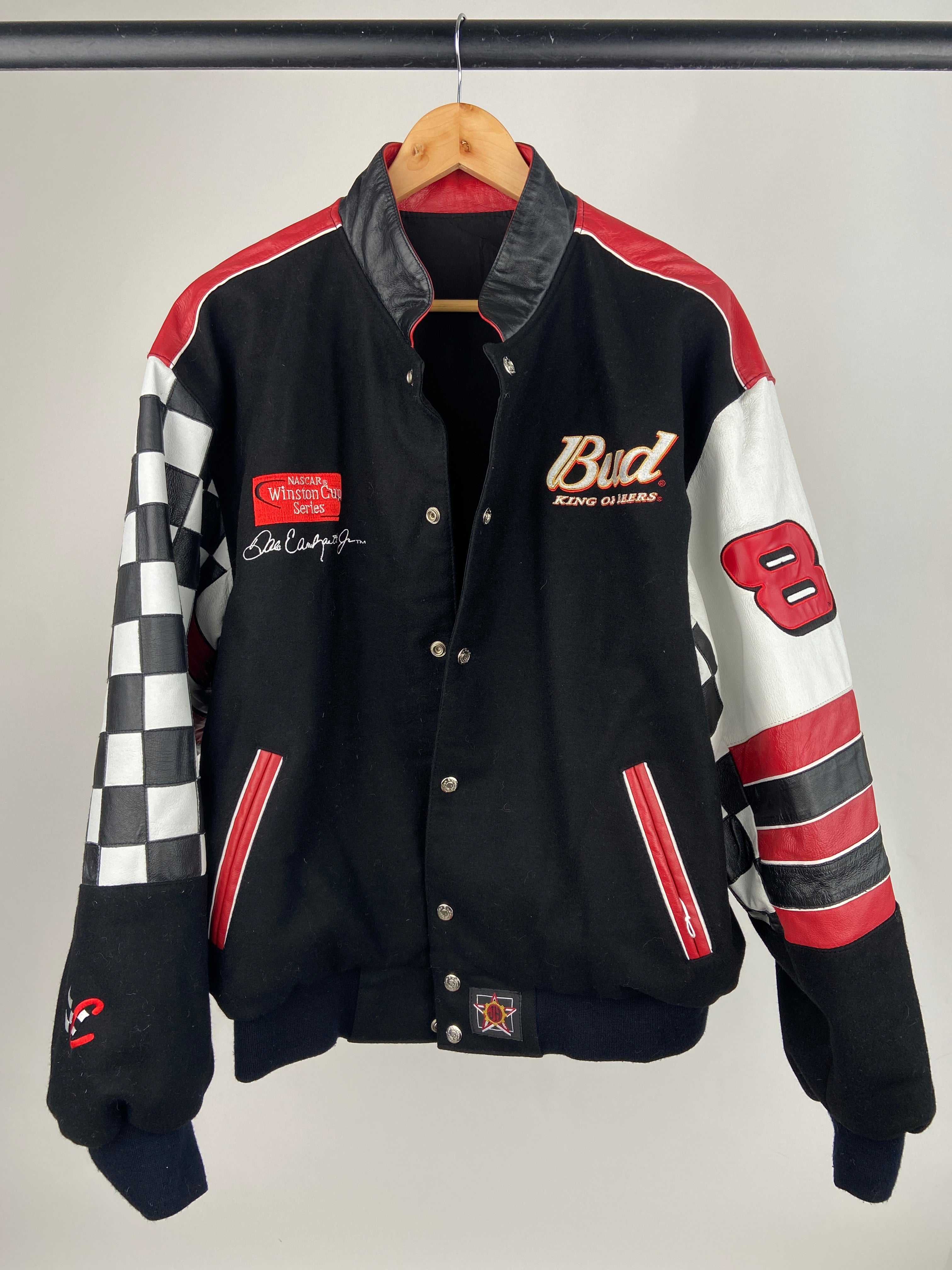 Vintage 90s Budweiser Reversible Leather Bomber Jacket