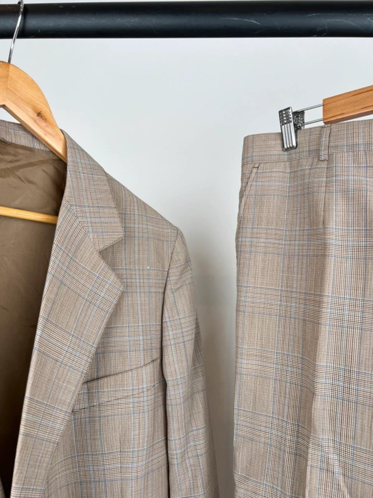 Vintage 70s Febus Italian Checked Tailored Suit