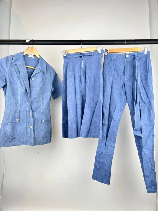 Vintage 70s Highlight Denim Three Piece Suit