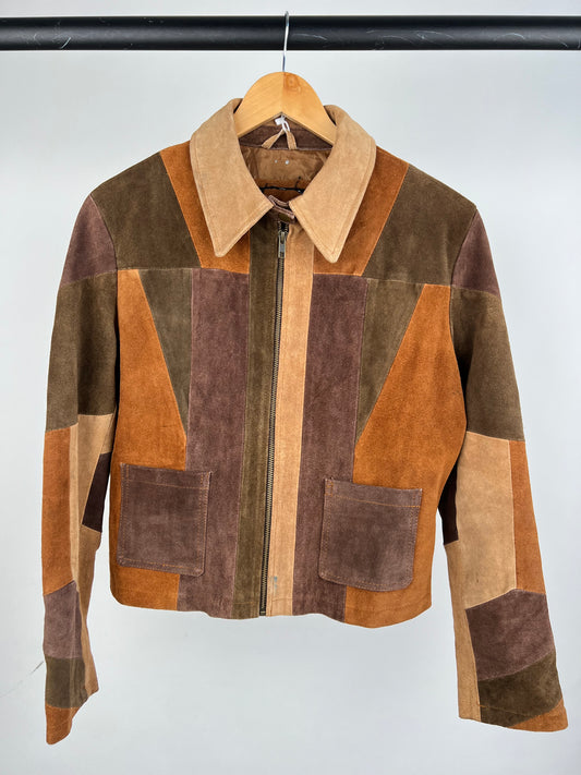 Vintage 90s Patchwork Rare Suede Jacket