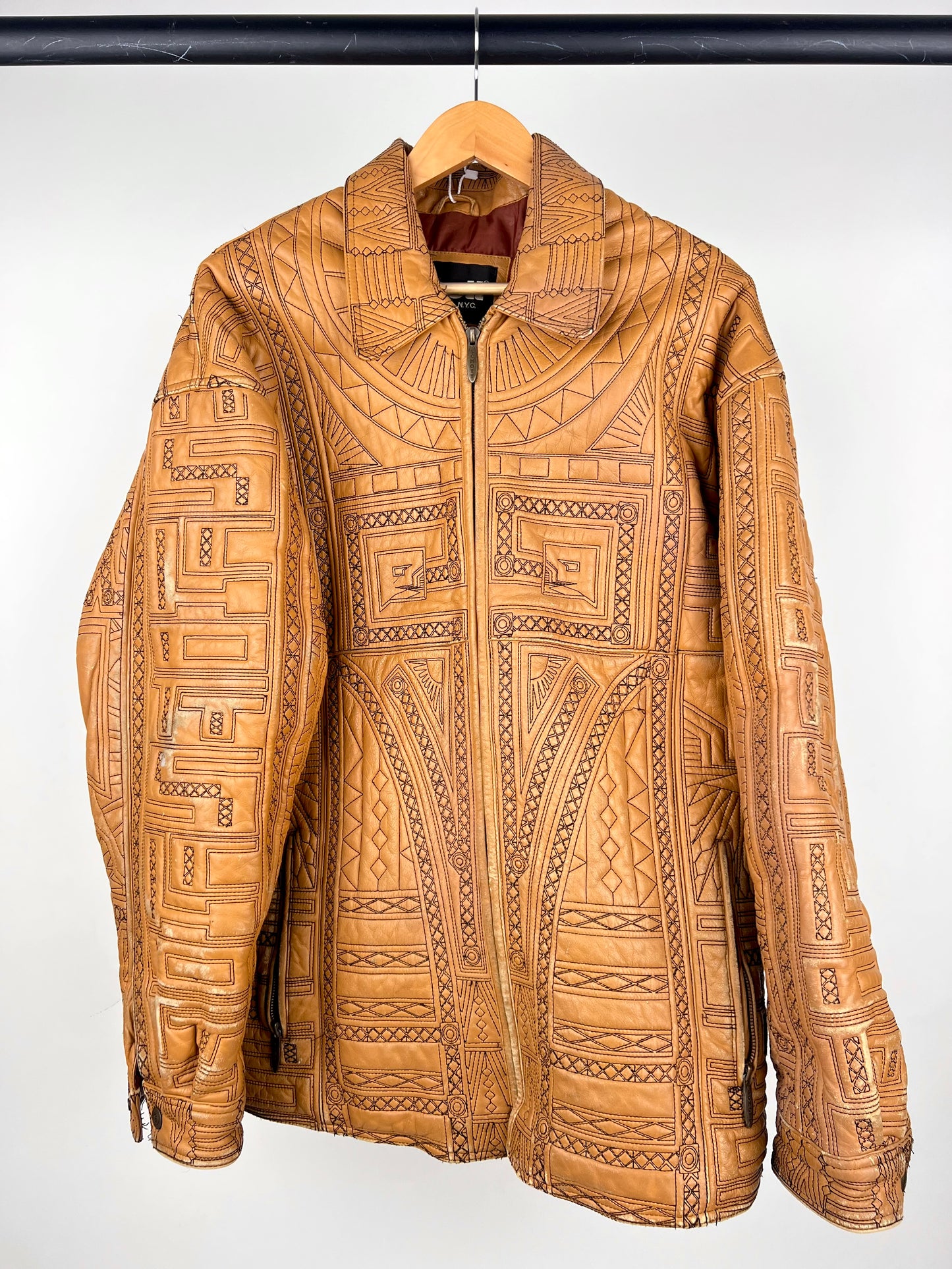 Vintage Schott Mosaic 90s Leather Jacket