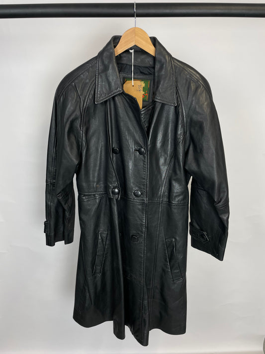 Vintage 90s Gapelle Long Trench Leather Jacket