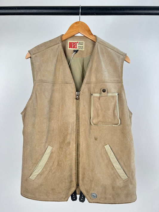 Diesel 90s Suede Biker Waistcoat