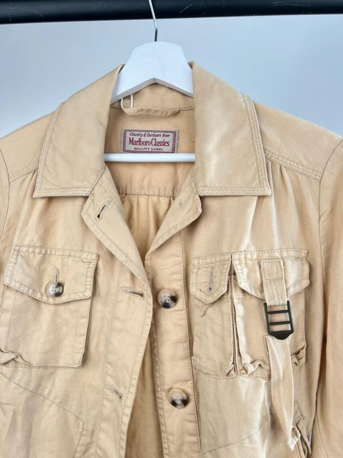 Vintage 90s Marlboro Classics Military Linen Jacket