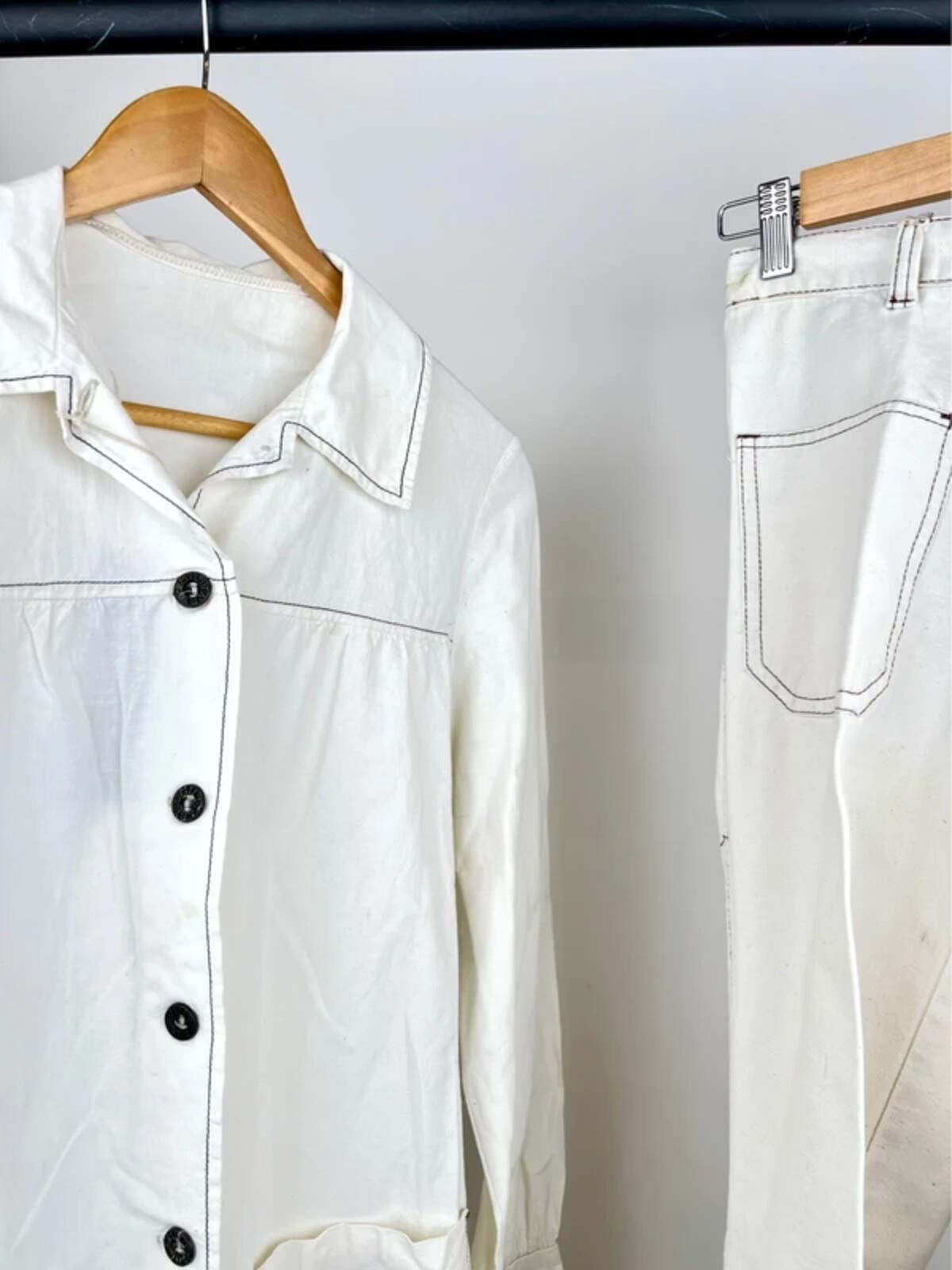 Vintage Contrast Stitch Summer Suit