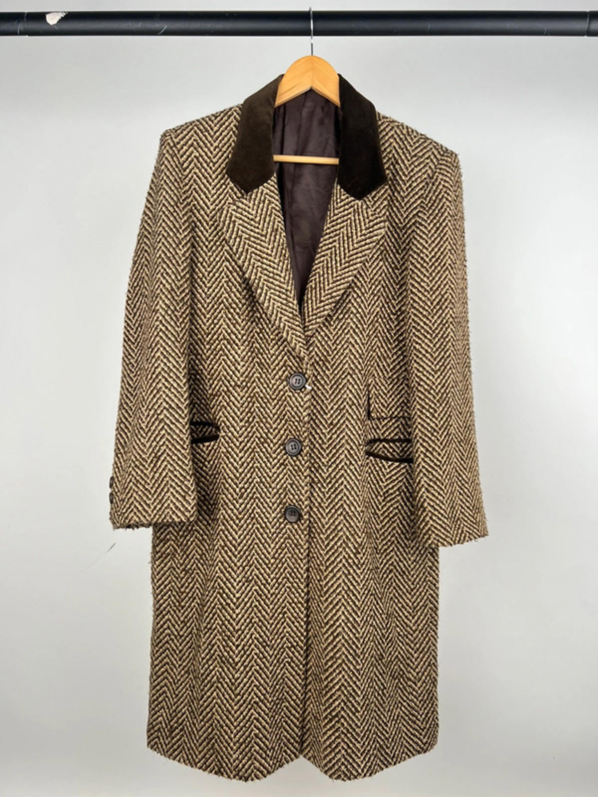 Vintage 70s Long Herringbone Coat
