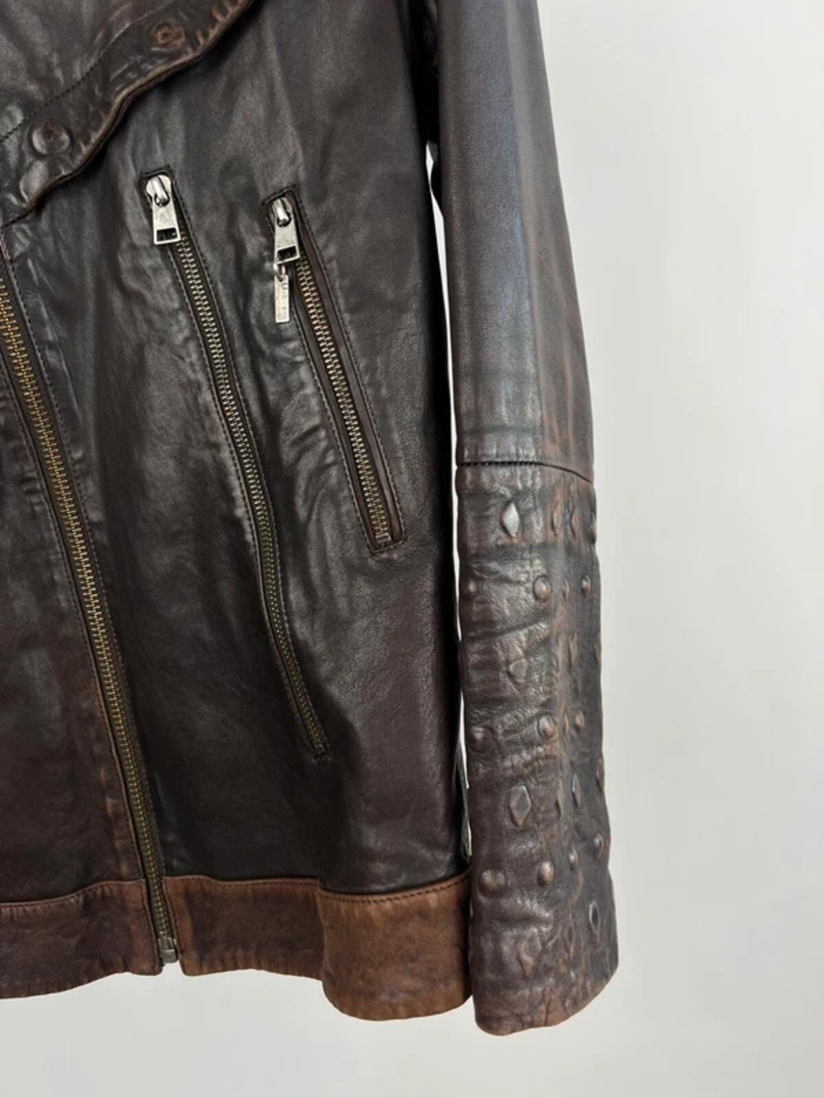 Vintage 90s Diesel Leather Military Biker Jacket