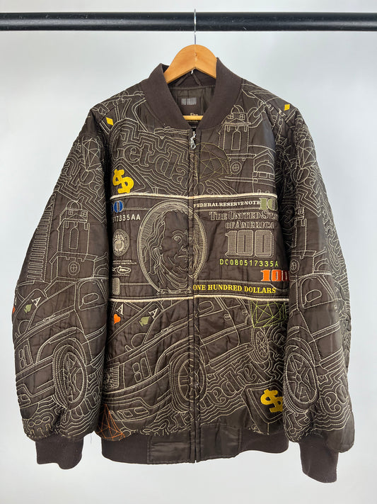 Vintage 90s Five Elementz One Hundred Dollars Bomber Jacket