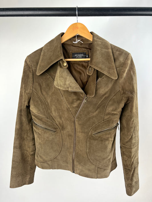 Vintage 90s Jeff Banks Suede Biker Jacket