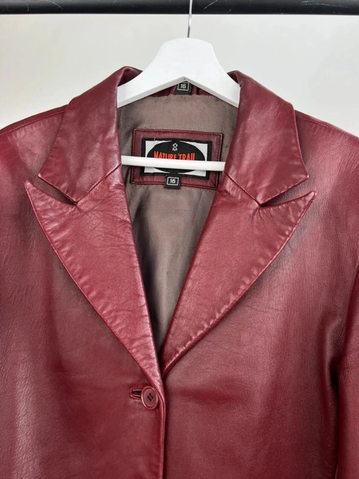 Vintage 90s Nature Trail Long Leather Trench Jacket