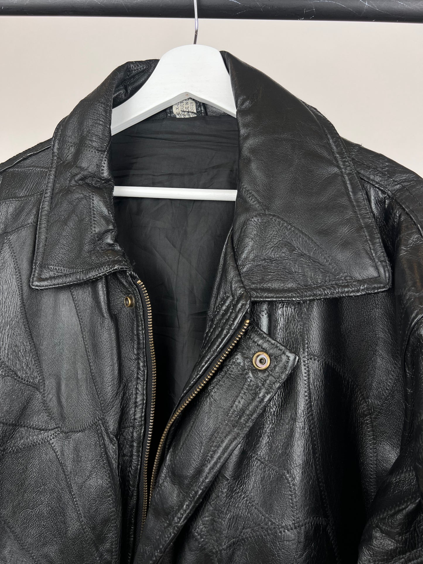 Vintage 90s Patchwork Leather Jacket