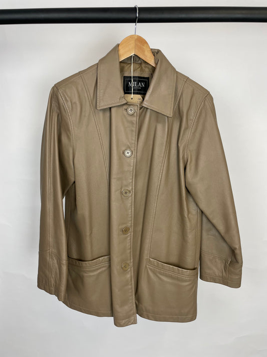 Vintage 90s Milan Taupe Leather Jacket