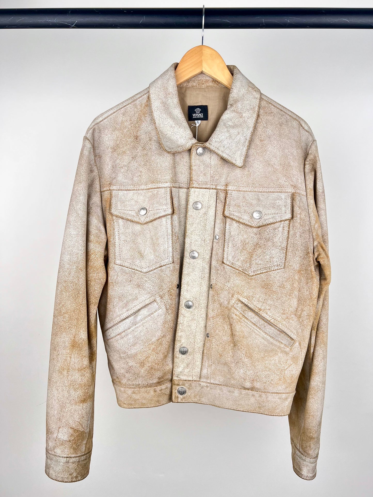 Vintage 90s Versace Gold Leather Jacket