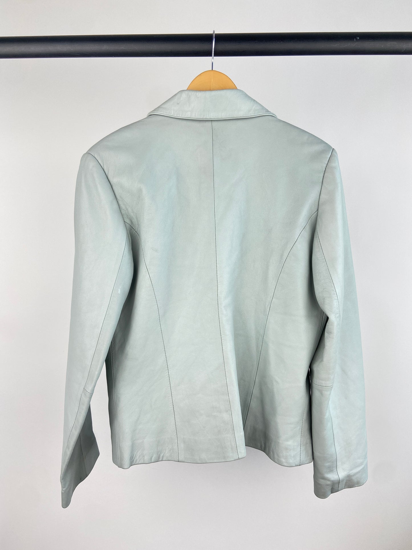 Vintage 90s Baby Blue Leather Jacket