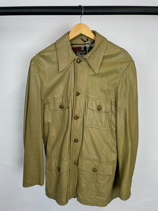 Vintage 70s Genuine Grais Camel Long Leather Jacket