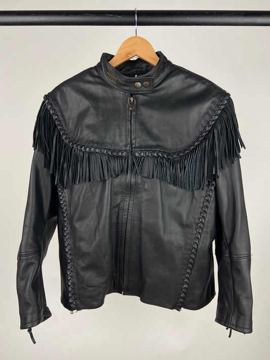 Harley Davidson 90s Leather Tassel Biker Jacket