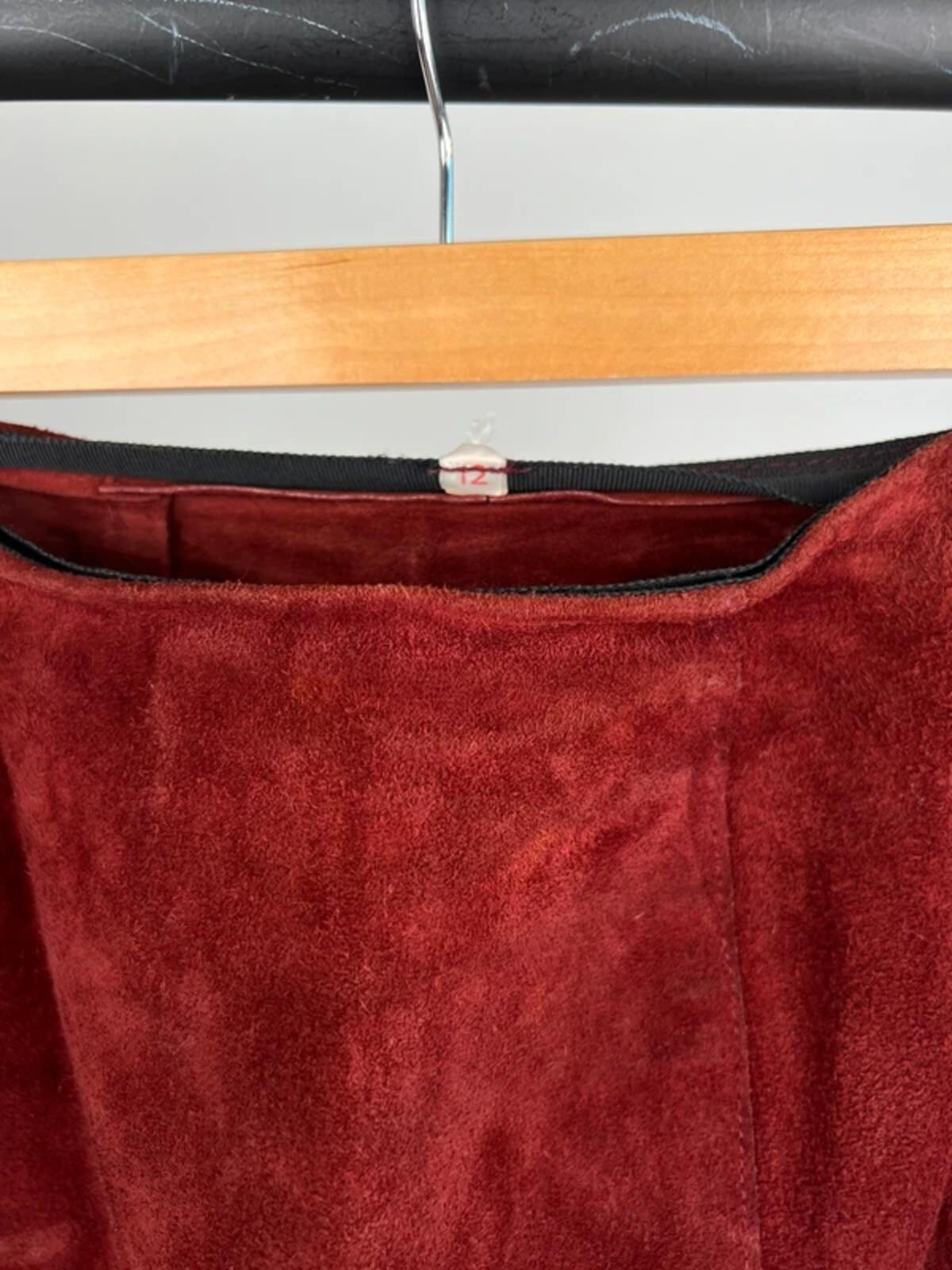 Vintage 60s Suede Two Piece Skirt Suit