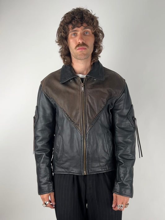 Vintage 90s Leather Tassel Jacket