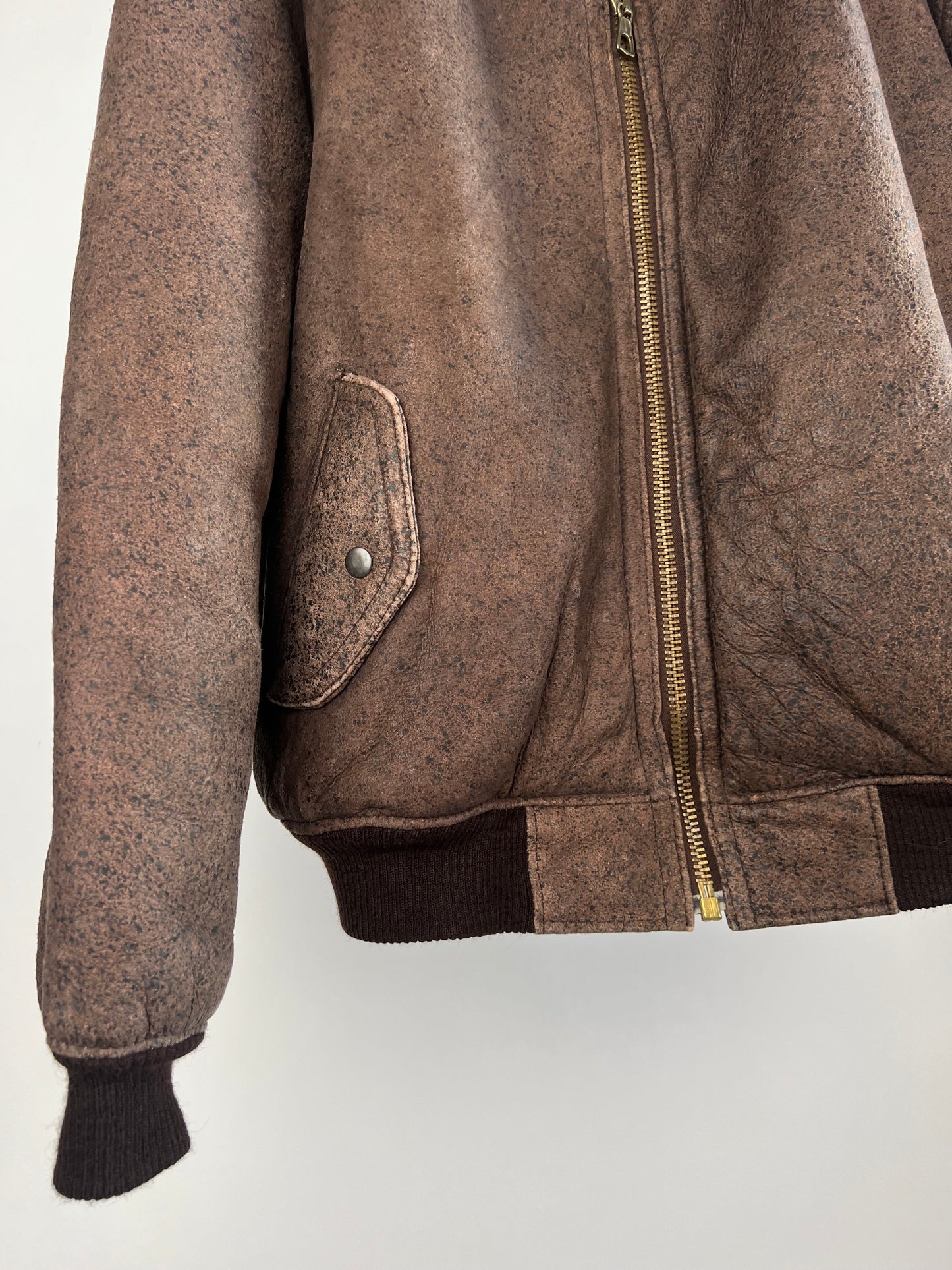 Vintage 80s Leather Sheepskin Bomber Jacket