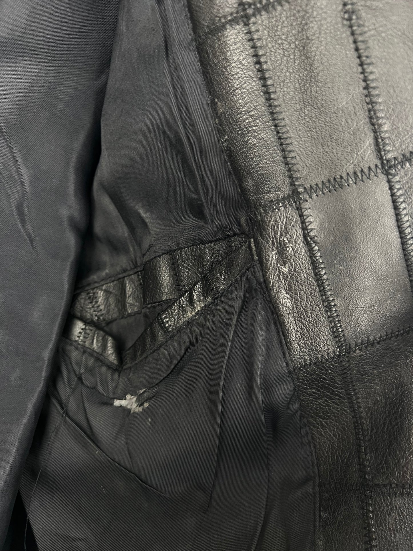 Vintage 90s Patchwork Leather Jacket