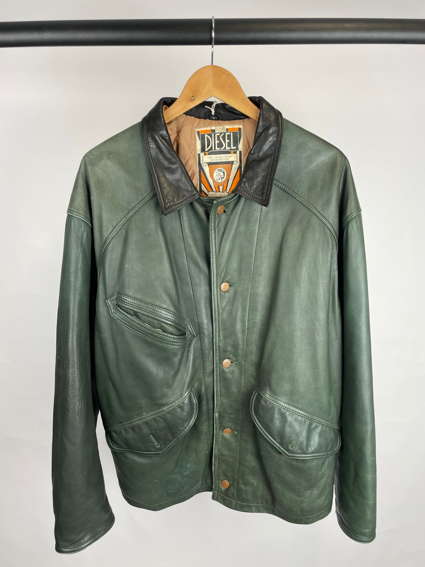 Vintage 80s Diesel Long Leather Jacket