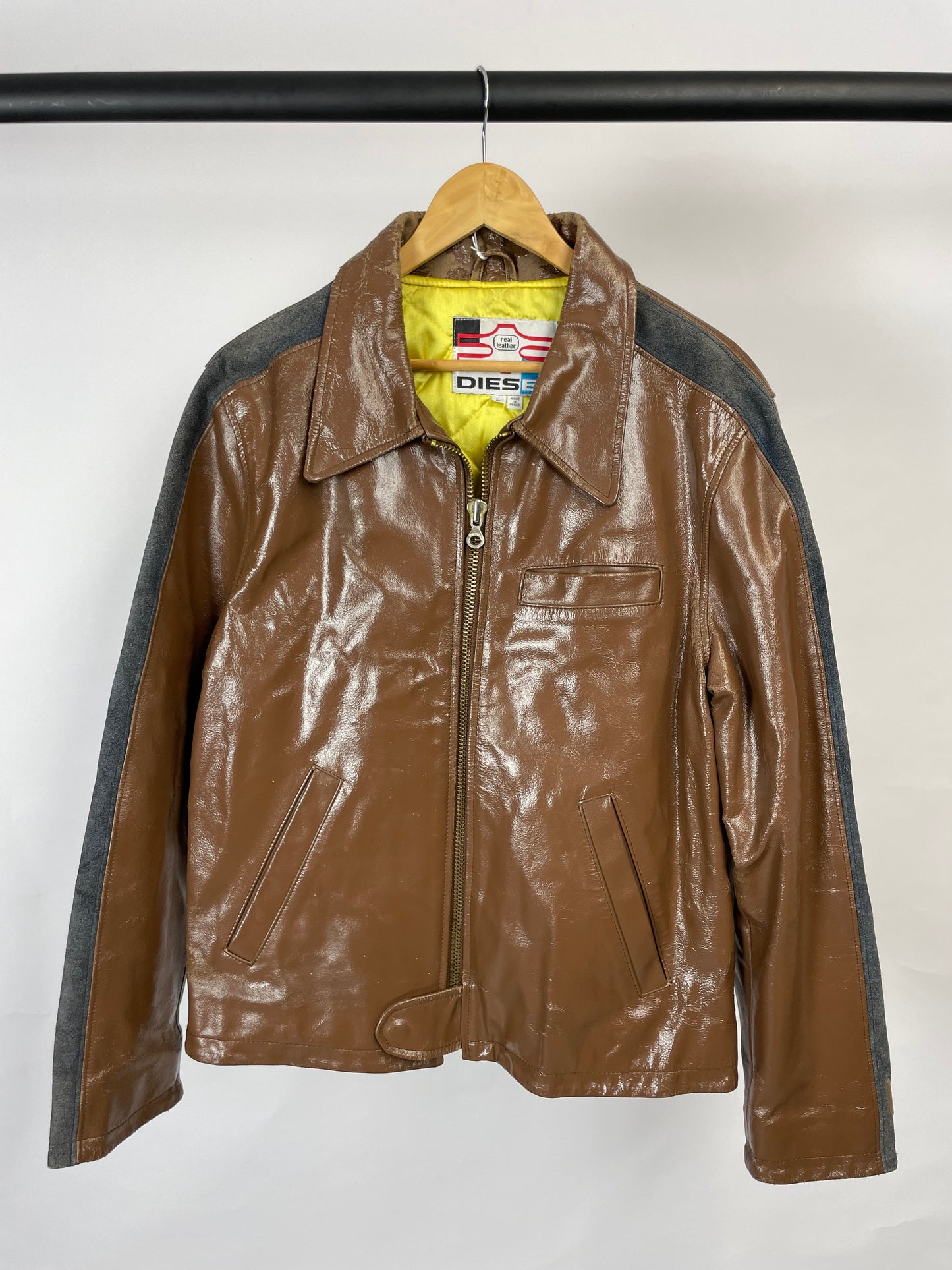 Diesel 90s Brown Patent Leather Jacket