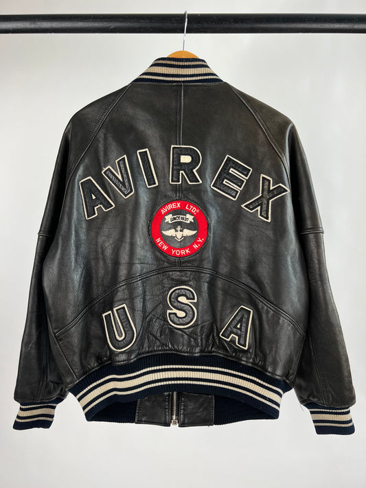 Vintage 90s Avirex USA Leather Bomber Jacke