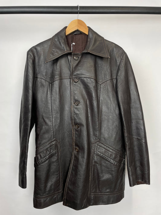 Vintage 90s Long Trench Leather Jacket