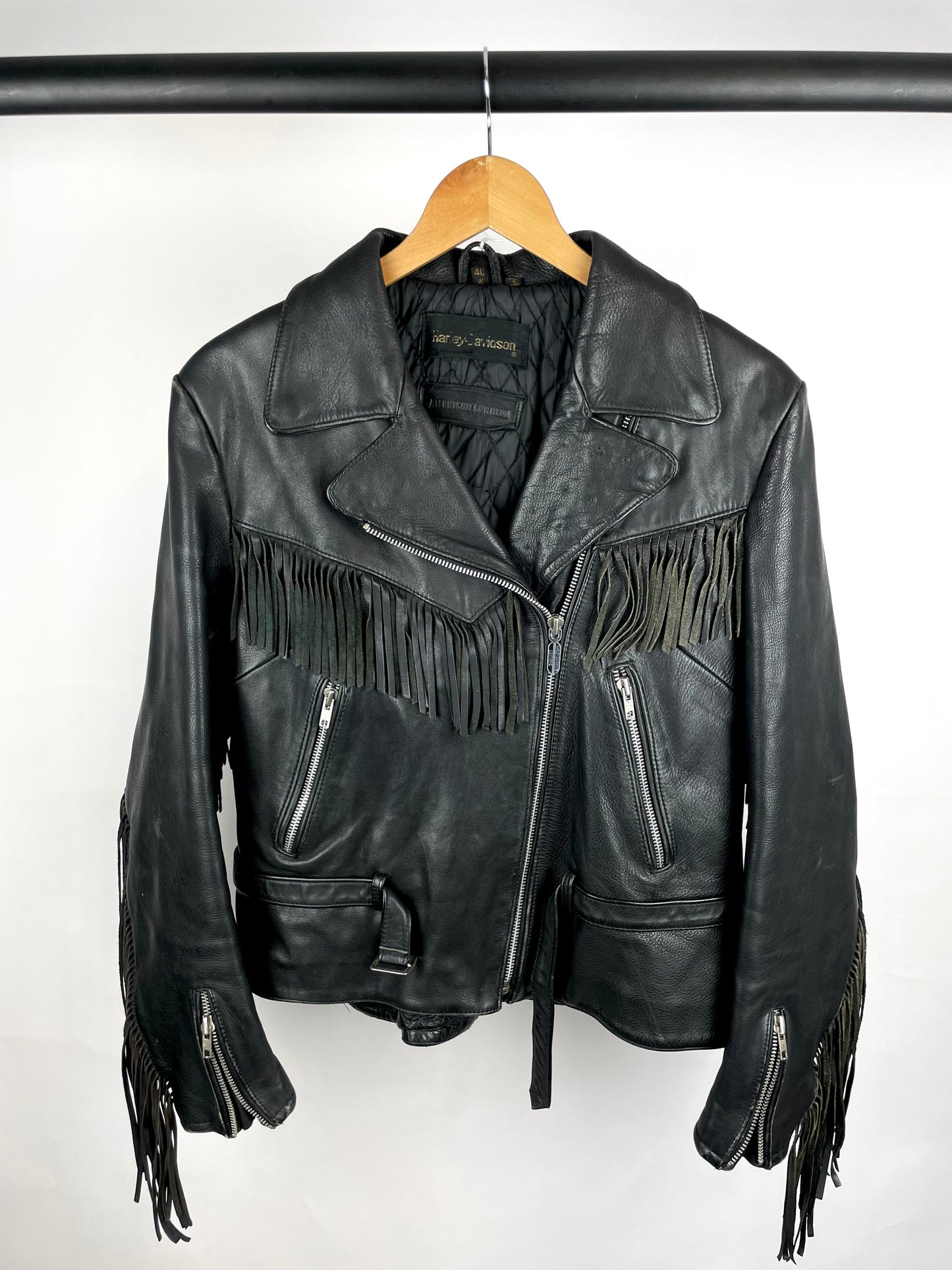 Vintage 90s Harley Davidson Tassel Leather Jacket