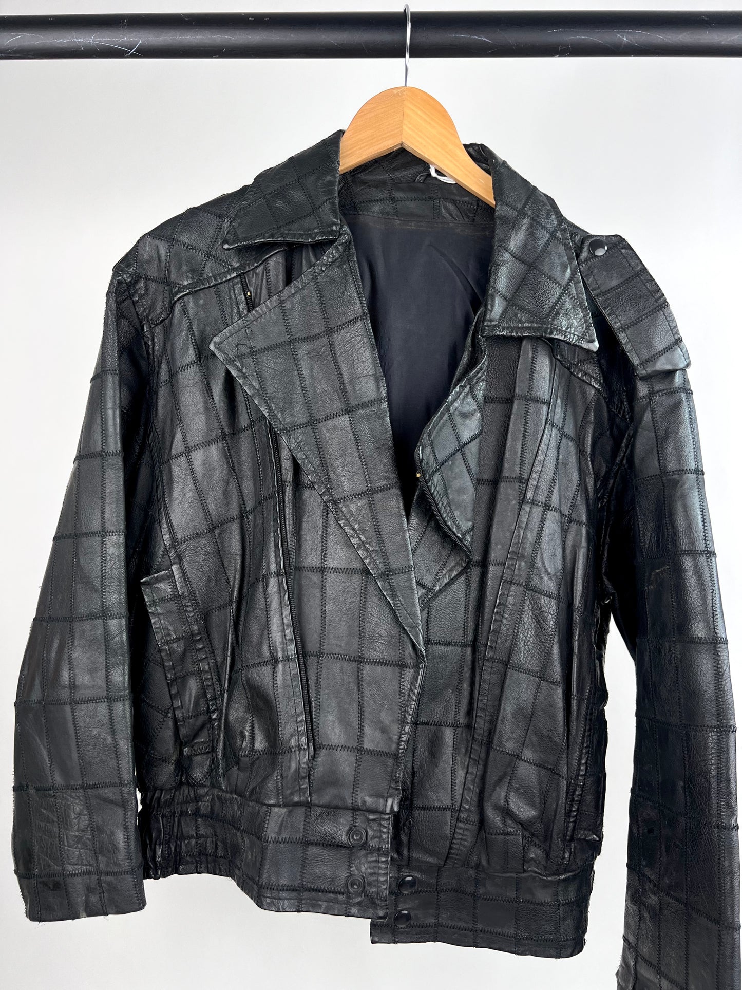Vintage 90s Patchwork Leather Jacket