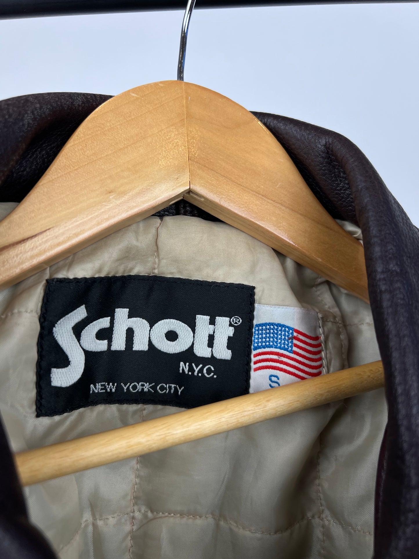 Vintage 90s Schott NYC Leather Flight Jacket