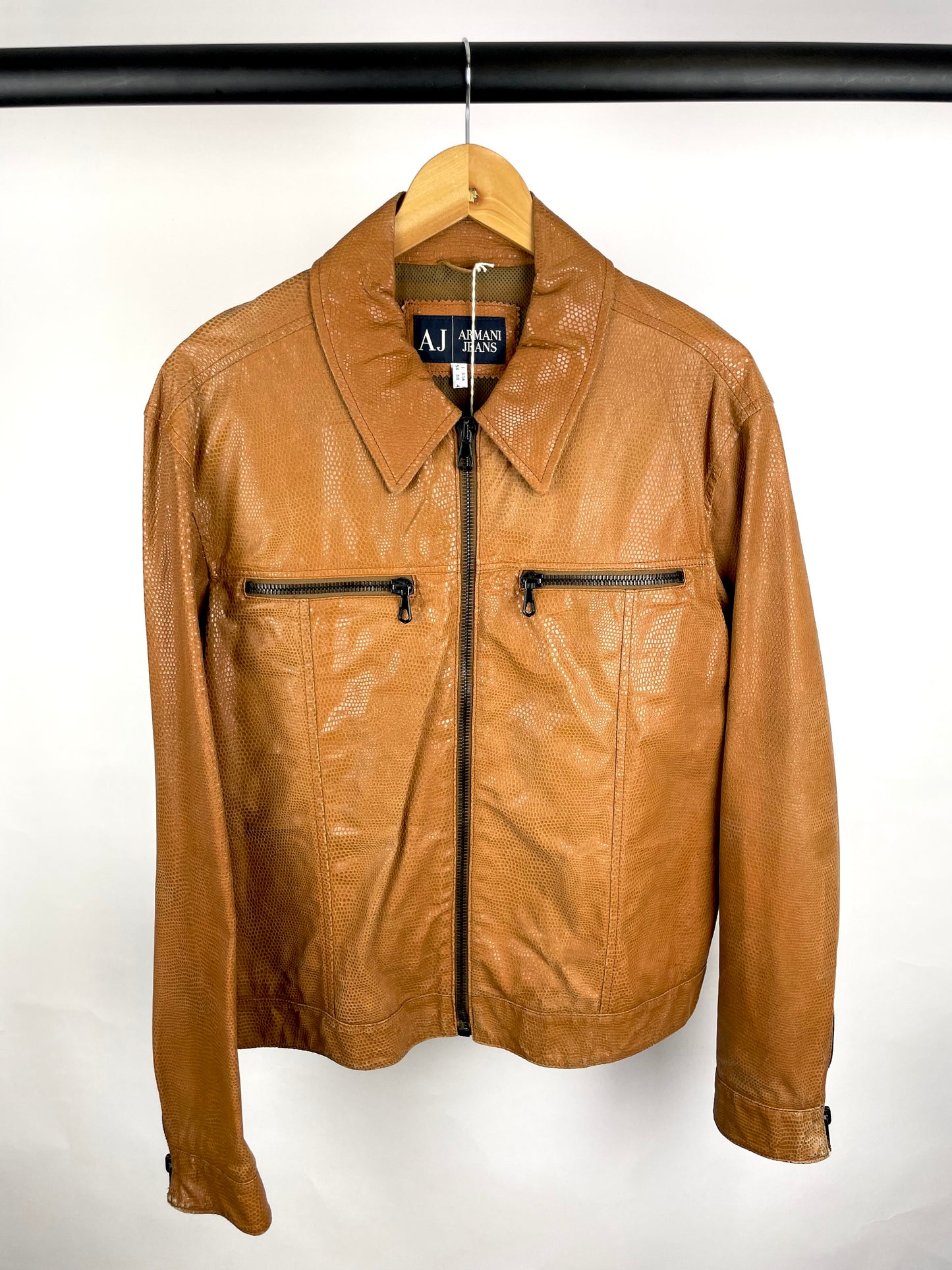 Rare Vintage 90s Armani Brown Snakeskin Leather Jacket