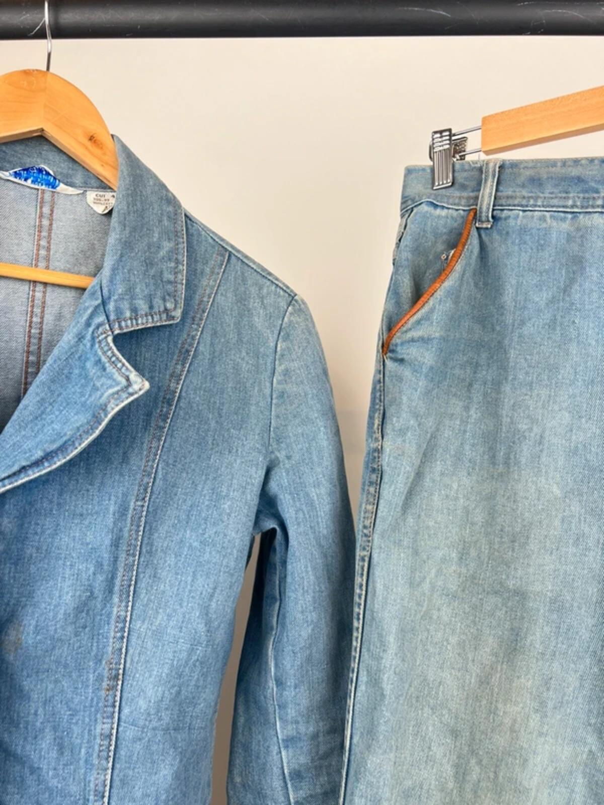 Vintage 70s Denim Flared Suit