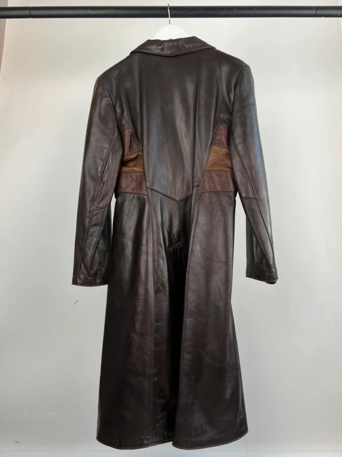 Vintage 70s Striped Long Leather Trenchcoat