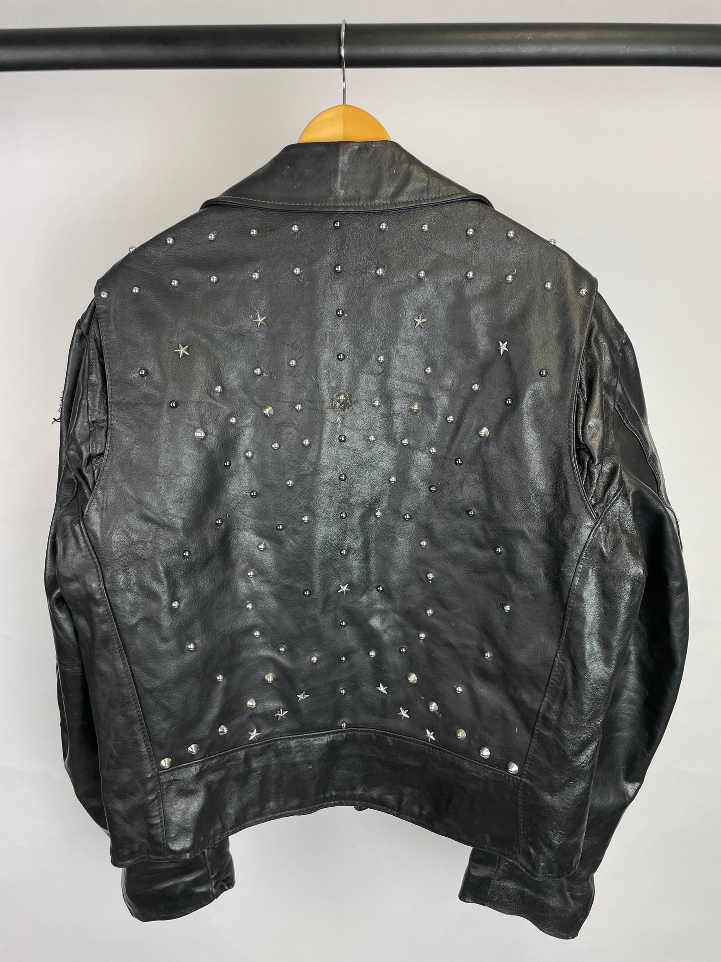 Vintage 80s Classic Studded Leather Biker Jacket