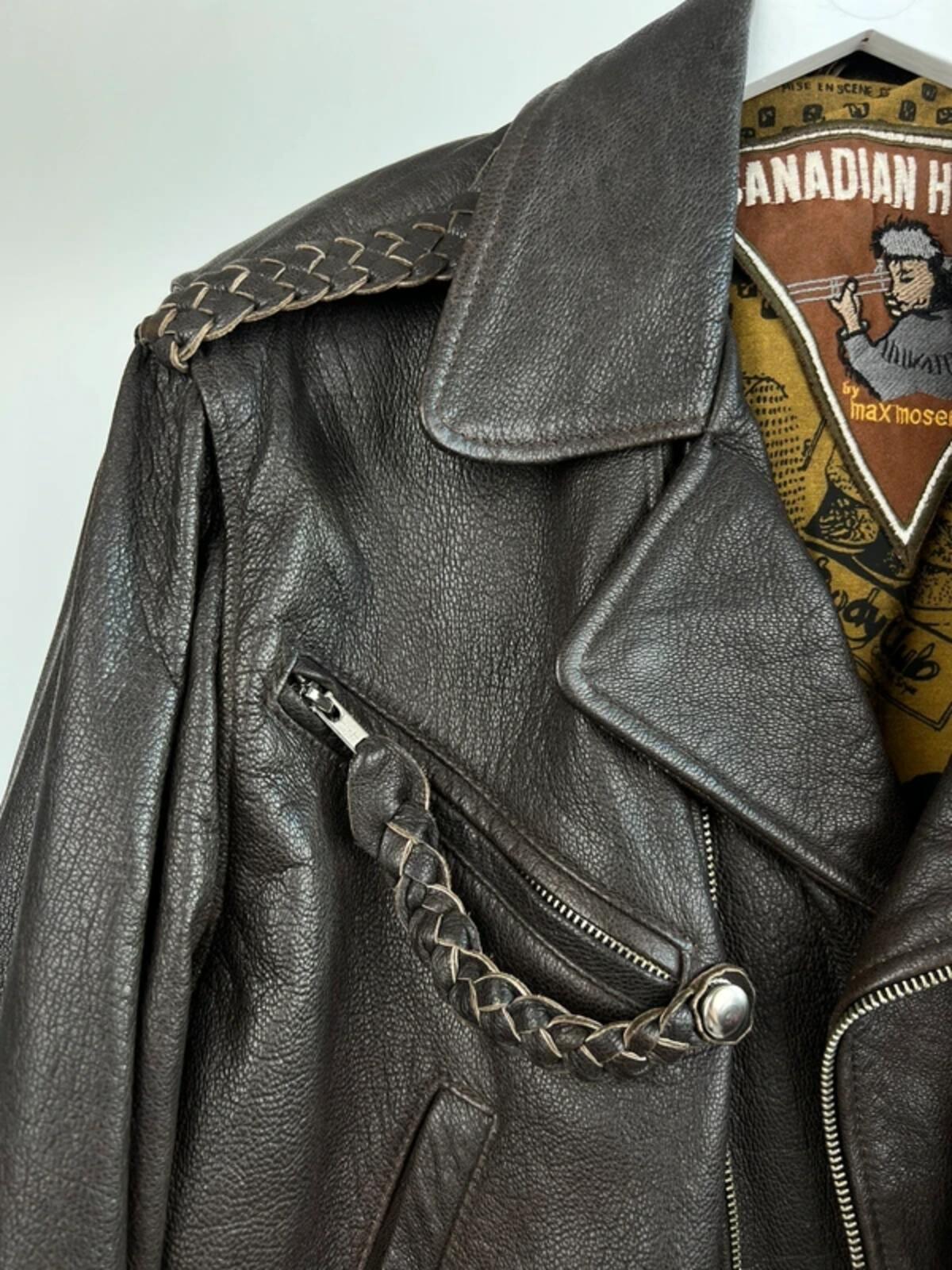 Vintage 90s Max Moser Cropped Leather Biker Jacket