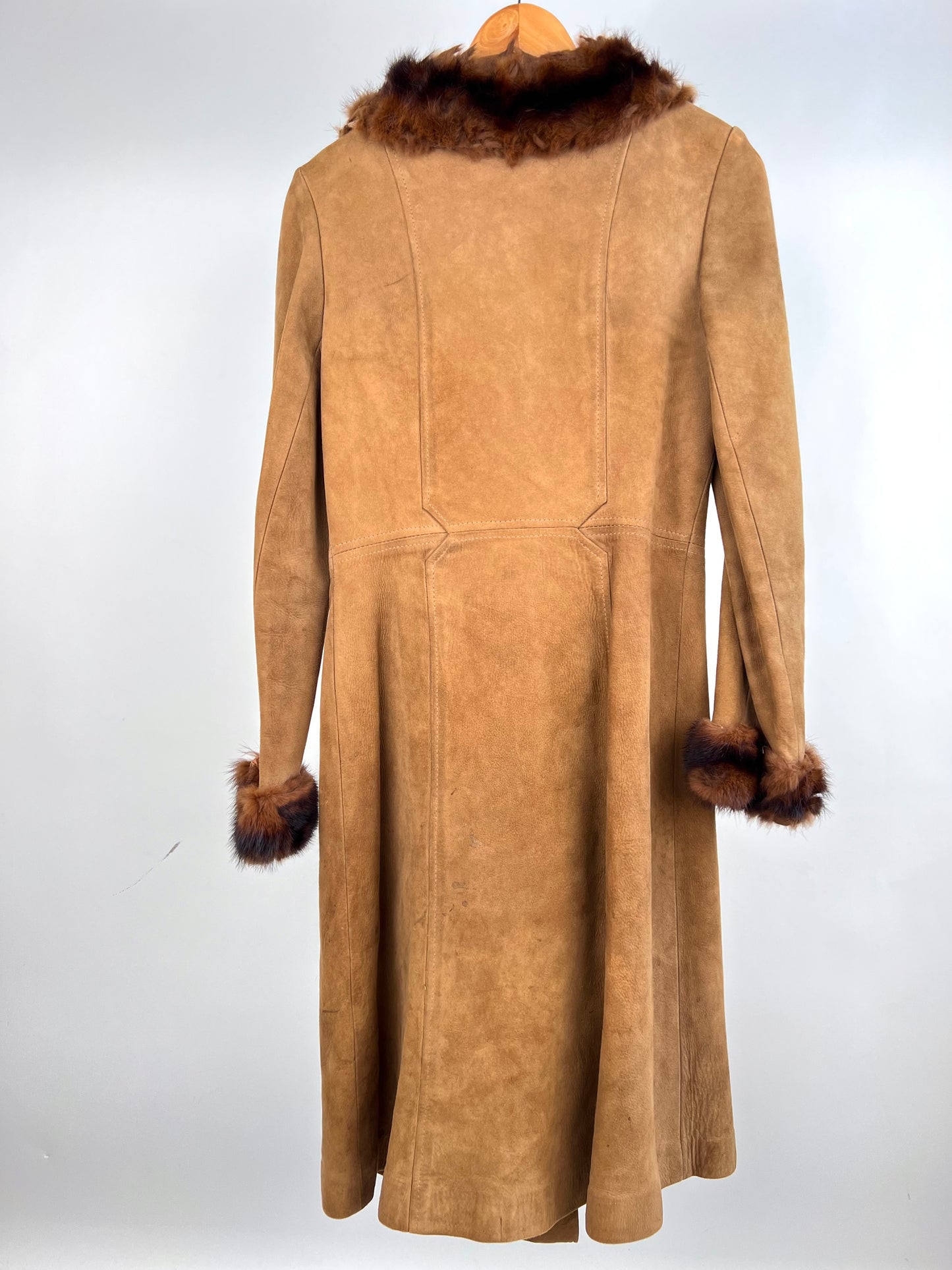 Vintage 70s Fur Long Suede Coat