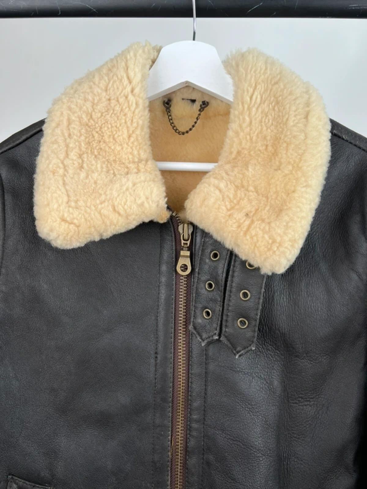 Vintage 80s Leather Shearling Flight Jacket