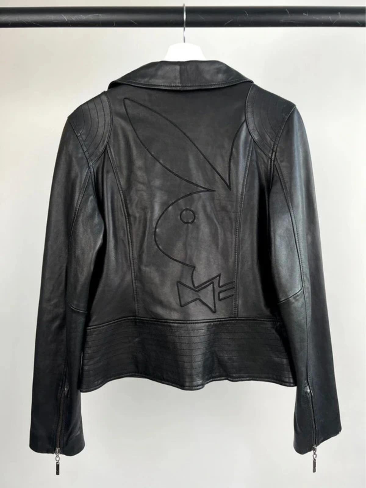 Vintage 90s Playboy Leather Biker Jacket