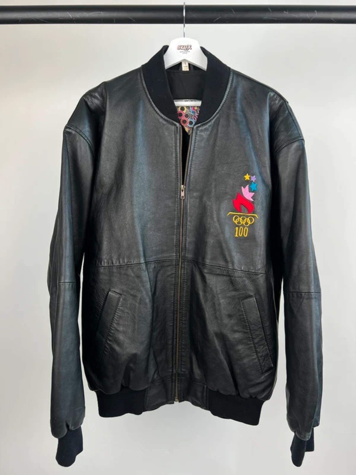 Vintage Atlanta 1996 Olympics Leather Bomber Jacket