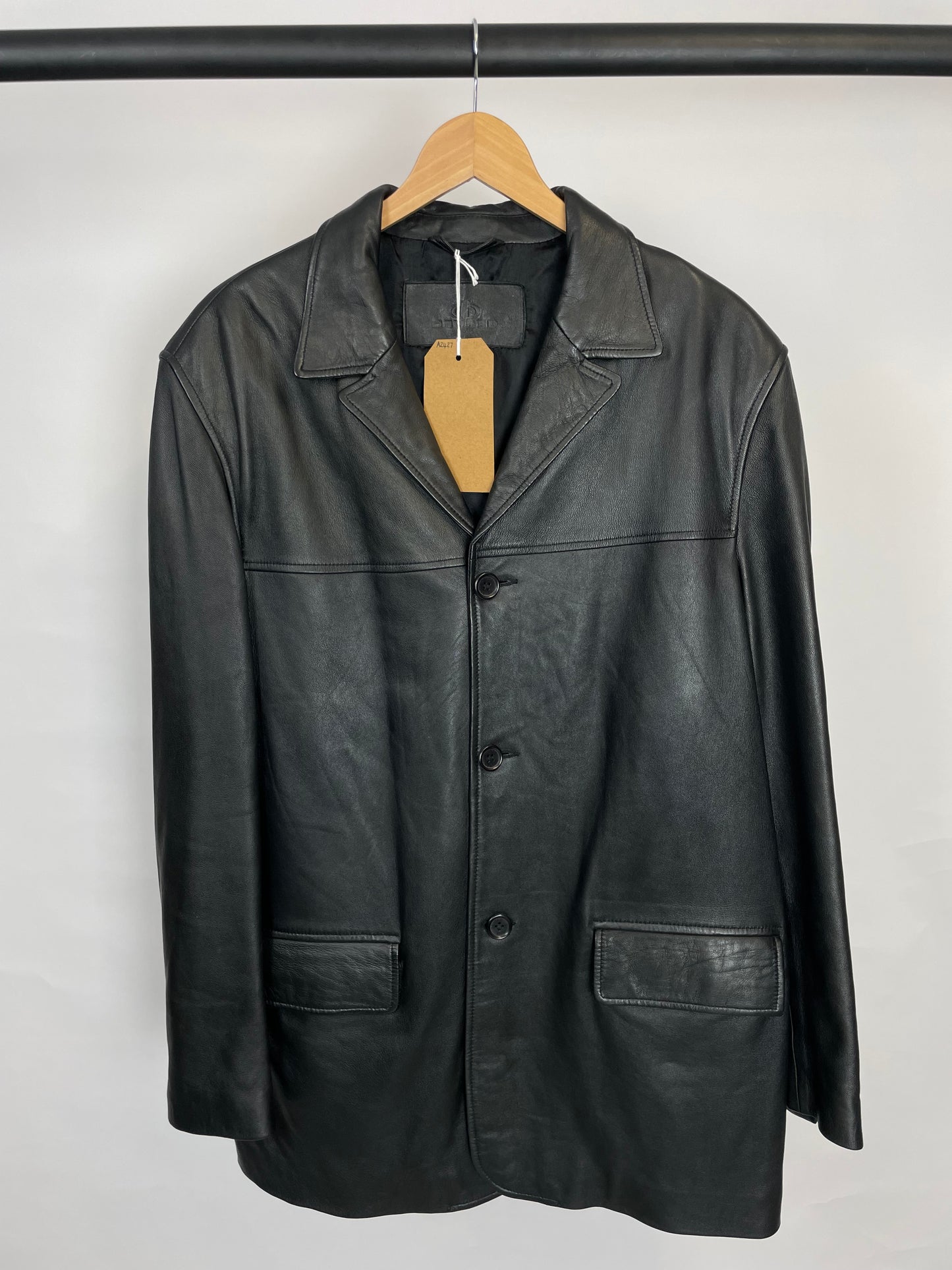 Vintage 90s DEVREP Long Leather Jacket