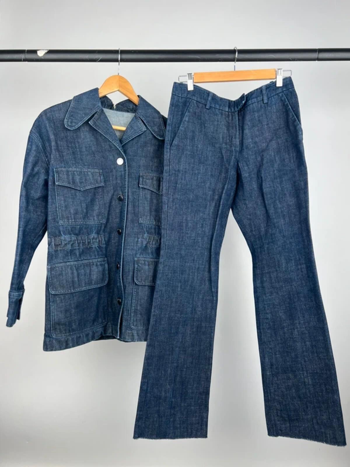 Vintage 60s Denim Two Piece Flared Suit