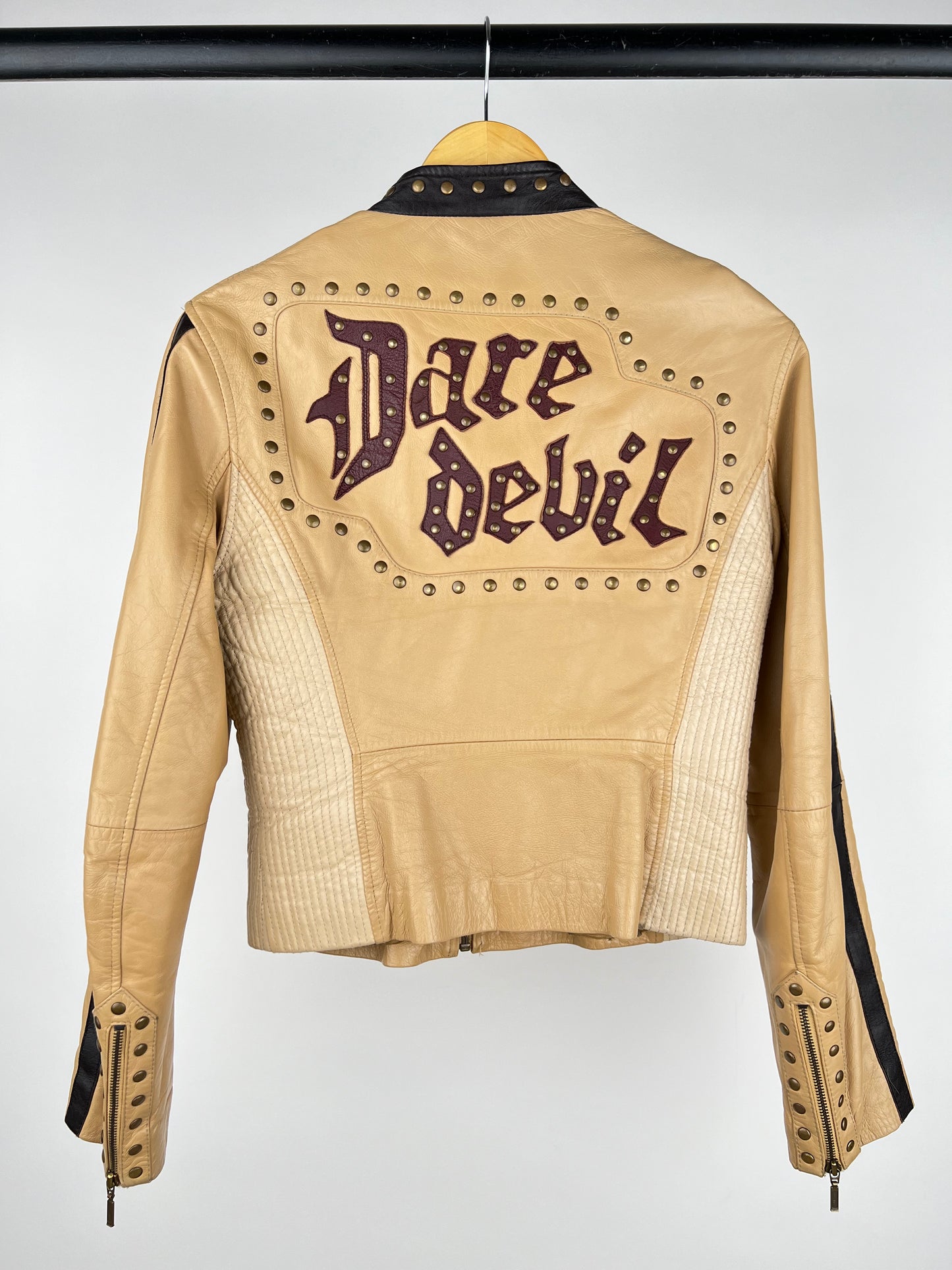 Vintage Dare Devil 90s Leather Biker Jacket