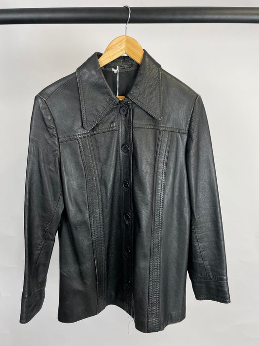 Vintage 90s Long Leather Jacket